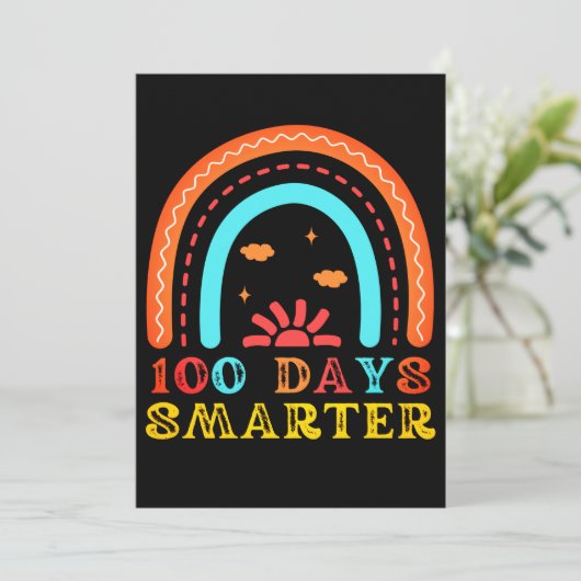 100 DAGEN SCHOOL - 100 DAGEN SLIMMERE RAINBOW FEESTDAGENKAART (Staand voorkant)