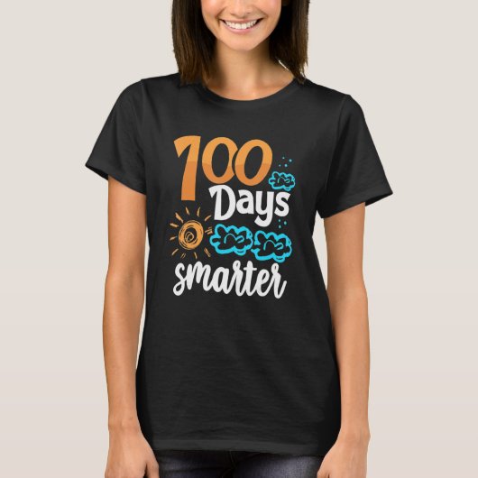 100 dagen school 100 dagen slimmere zon en wolken t-shirt (Voorkant)