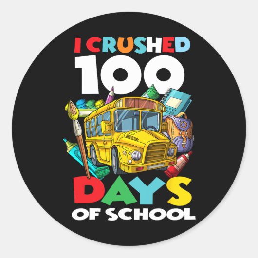 100 dagen school 100e dag school G Ronde Sticker (Voorkant)