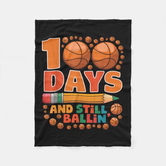 100 dagen school 100e dag van het schoolbasketbal fleece deken (Voorkant)