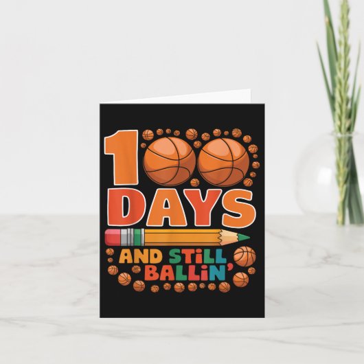 100 dagen school 100e dag van het schoolbasketbal kaart (Voorkant)