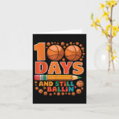 100 dagen school 100e dag van het schoolbasketbal kaart (Gele Bloem)