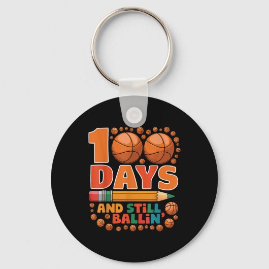 100 dagen school 100e dag van het schoolbasketbal sleutelhanger (Voorkant)