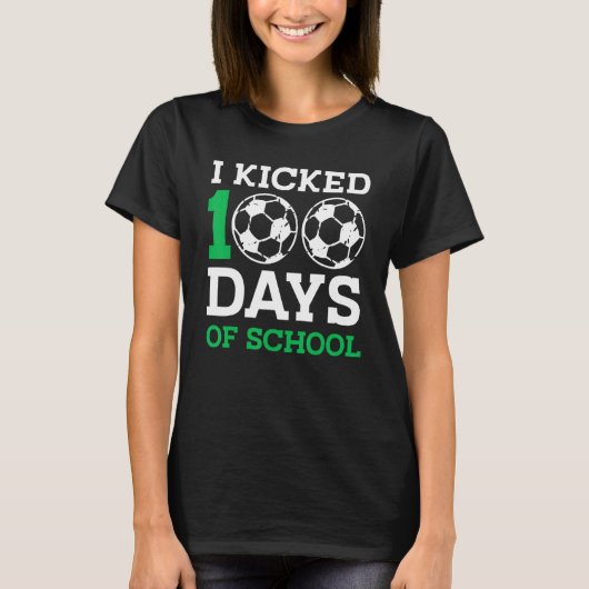 100 dagen school 100e dag voor Voetbal T-shirt (Voorkant)