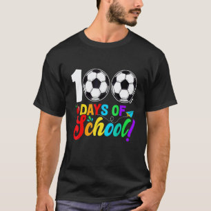 100 dagen school 100ste dag slimmer voetbal leraar t-shirt