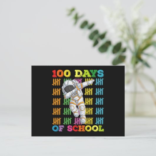 100 dagen school astronaut leraar briefkaart (Staand voorkant)