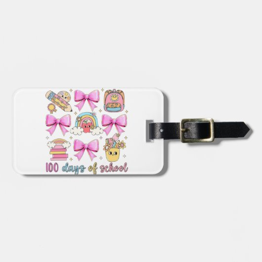 🌈🎀 100 dagen school 🎉📚 bagagelabel (Voorkant horizontaal)