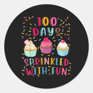 100 dagen school besprenkeld met plezier3 ronde sticker