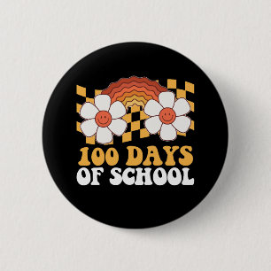 100 Dagen School Bloem Regenboog Groovy Retro Ronde Button 5,7 Cm