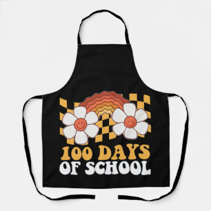 100 Dagen School Bloem Regenboog Groovy Retro Schort