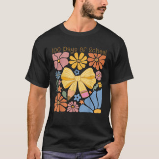 100 dagen School Boho Floral Coquette Bow Teache T-shirt