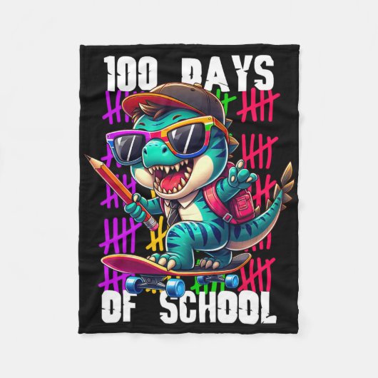 100 dagen school Cool dinosaurus skateboarden Fleece Deken (Voorkant)