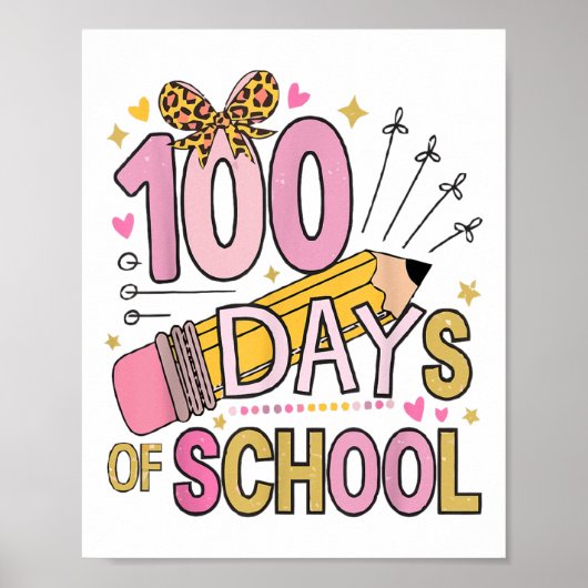 100 Dagen School Coquette Bow 100ste Dag School Poster (Voorkant)