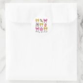 100 Dagen School Coquette Bow 100ste Dag School Ronde Sticker (Tas)