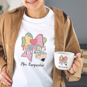 100 dagen school 🎀 Coquette Bow Custom Teacher T-shirt