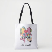 100 dagen school 🎀 Coquette Bow Custom Teacher Tote Bag (Voorkant)