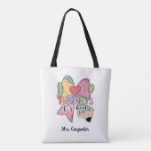 100 dagen school 🎀 Coquette Bow Custom Teacher Tote Bag (Achterkant)