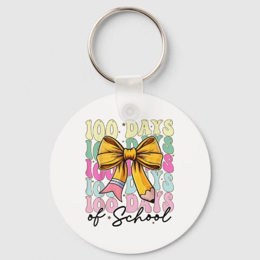 100 Dagen School Coquette Bow Groovy 100e dag Sleutelhanger (Voorkant)