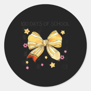 100 dagen school, Coquette Bow kleuterschool Ronde Sticker