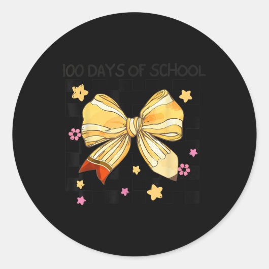 100 dagen school, Coquette Bow kleuterschool Ronde Sticker (Voorkant)