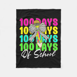 100 Dagen School Coquette Bow Pencil 100ste Dag O Fleece Deken