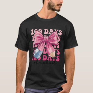 100 dagen School Coquette Bow Pink Pencil Bow Te T-shirt