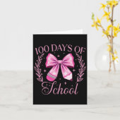 100 dagen School Coquette Pencil Bow Pink 100th Kaart (Gele Bloem)