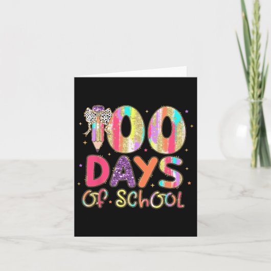 100 Dagen School Coquette Pencil Bow Teachers GI Kaart (Voorkant)