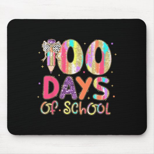100 Dagen School Coquette Pencil Bow Teachers GI Muismat (Voorkant)