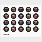 100 Dagen School Coquette Pencil Bow Teachers GI Ronde Sticker (Vel)