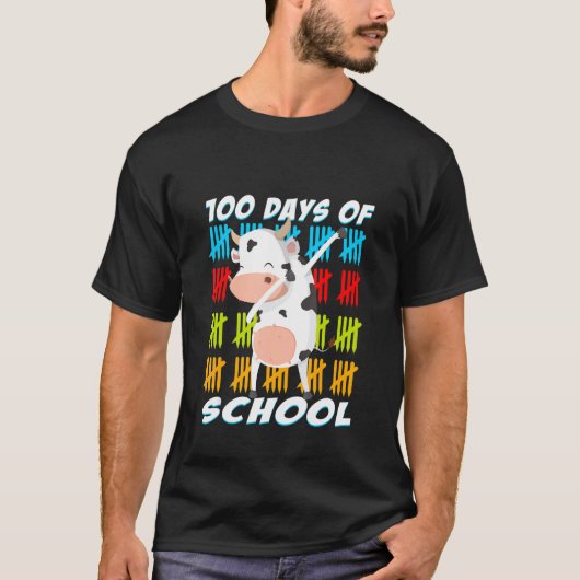 100 dagen school Dabbing Koe dier tee T-shirt (Voorkant)