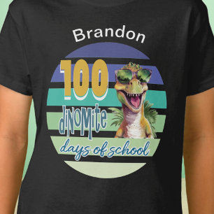 100 Dagen School Dinosaur Leerling Geborduurde Mon T-shirt