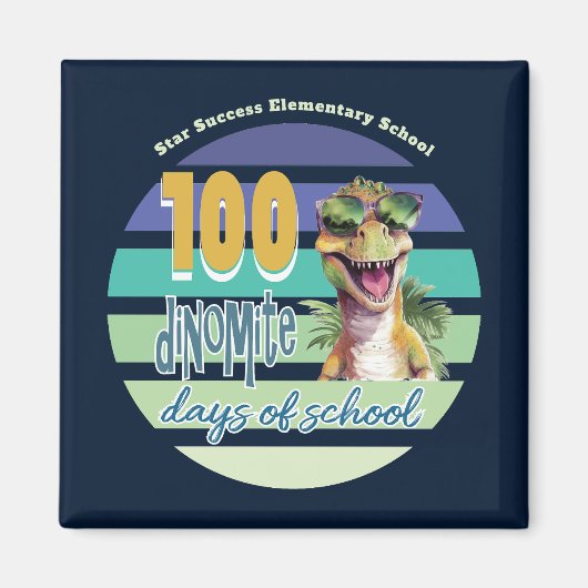 100 dagen school dinosaurus met monogram magneet (Voorkant)