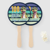 100 dagen school Dinosaurus schoolfeest Handwaaier (Voorkant en achterkant)