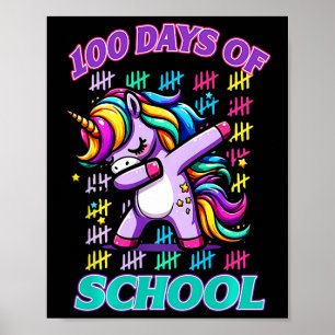 100 dagen School Eenhoorn Dabbing Student 100 dag Poster