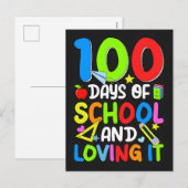 100 dagen school en er van genieten Vectorontwerp Feestdagenkaart (Voorkant / Achterkant)