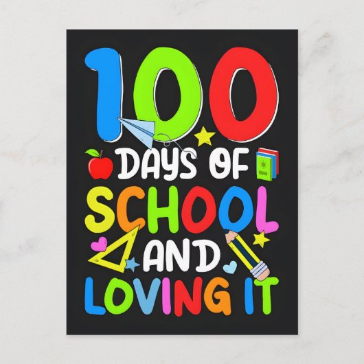 100 dagen school en er van genieten Vectorontwerp Feestdagenkaart (Voorkant)