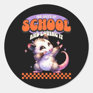 100 dagen school en het liefhebben Dabbing Opossum Ronde Sticker