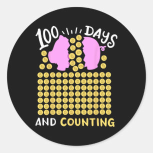 100 dagen school en het tellen van varkensmunt Byn Ronde Sticker