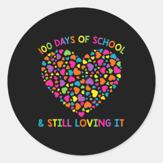 100 dagen school en nog steeds 100 harten ronde sticker