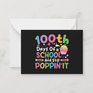 100 dagen school en nog steeds knallende meid  notitiekaartje