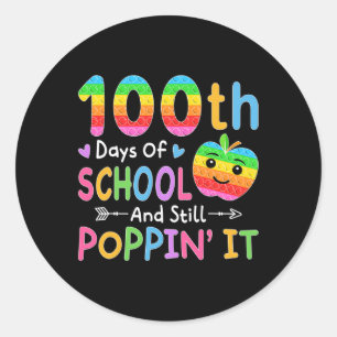 100 dagen school en nog steeds poppin 'it Kinder p Ronde Sticker