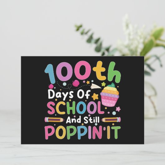 100 dagen school en nog steeds poppin' meisje  kaart (Staand voorkant)