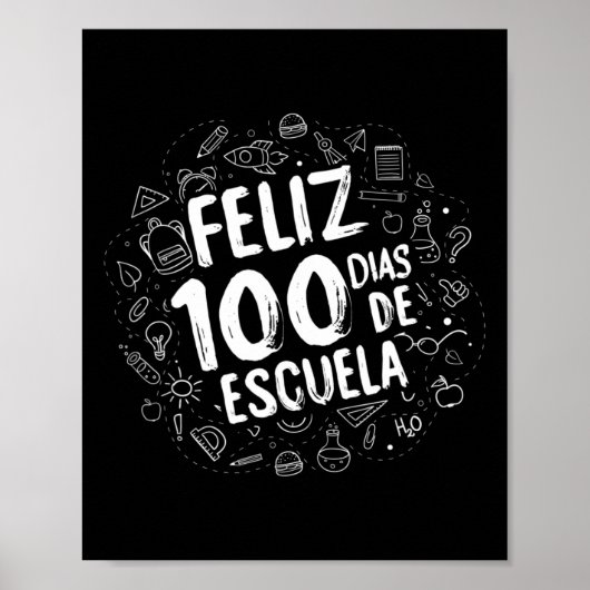 100 dagen school Feliz Dias de Escuela Student G Poster (Voorkant)