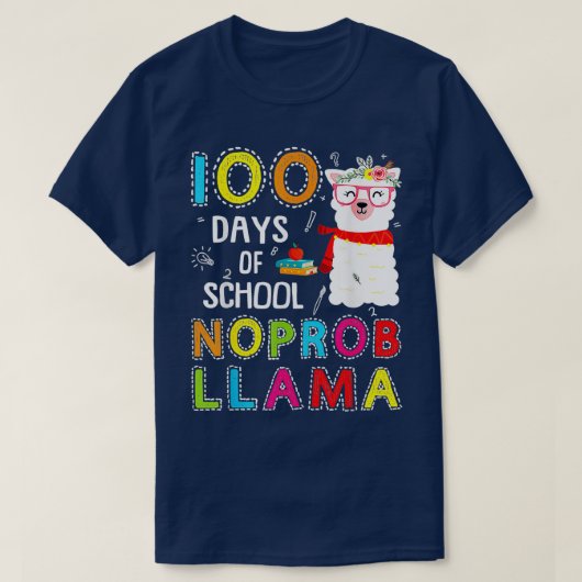 100 dagen school geen bllama-bril t-shirt (Design voorkant)