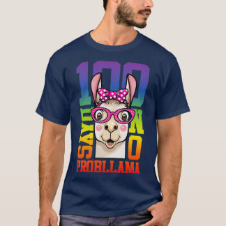 100 dagen school geen probllama grappig lama t-shirt
