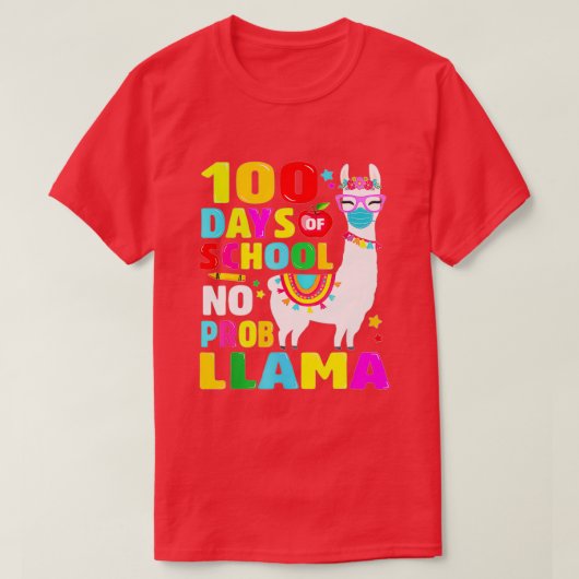 100 dagen school Geen Probllama Llama FaceMask Gif T-shirt (Design voorkant)