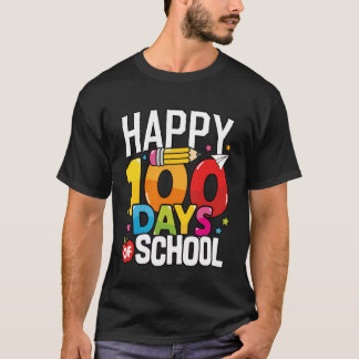 100 dagen school Gelukkige 100ste dag school lerar T-shirt