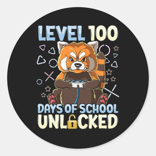 100 dagen school geopend 1 ronde sticker (Voorkant)