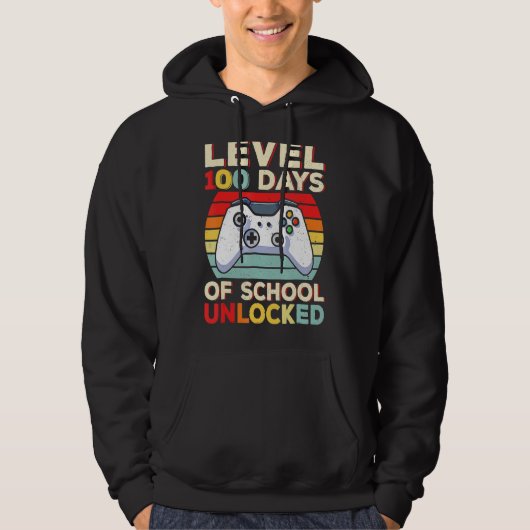 100 dagen school grappige gamervideogames jongens hoodie (Voorkant)
